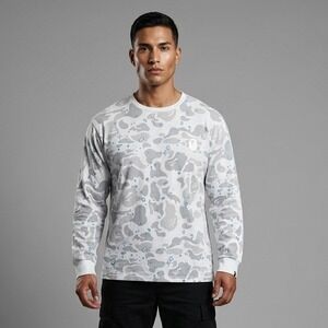 Men's Long Sleeve Camo Print Tee - White/Light Gray reposhing!